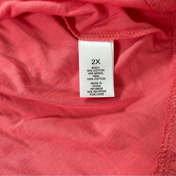 Logo Lori Goldstein T Shirt Dress Eyelet Tiered Hem Coral Dress Size 2X - Picture 4 of 12